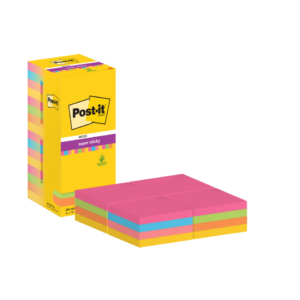 Foglietti riposizionabili Post-it® Super Sticky Color Notes 76x76 mm Tower Pack 16 blocchetti Assortito da 90 foglietti