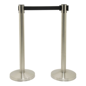 Set di 2 colonne segnapercorso Securit® 93x33x33 cm nastro retrattile Nero 210 cm acciaio inox Grigio - Nero RS-RT-LW-CH