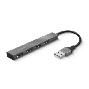 Hub Mini USB 2.0 a 4 porte in alluminio Trust Grigio