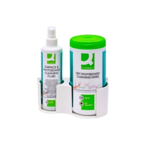 Contenitore detergenti per lavagne Bianche Q-Connect con 100 salviette e liquido detergente da 250 ml - KF00291A