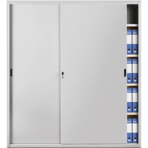 Armadio archivio in metallo Grigio a porte scorrevoli - 618 Tecnical 2 - 4 ripiani - 180x45x200 cm