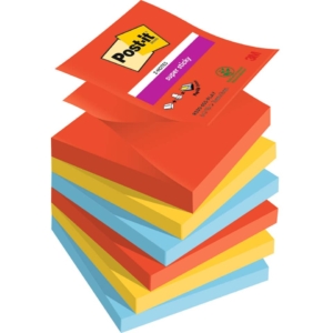 Ricariche di foglietti Post-it® Super Sticky Z-Notes Playful - 76x76 mm - 90 foglietti cad. (conf.6 blocchetti)