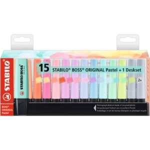 Desk set evidenziatori Stabilo Boss Original Pastel - 2-5 mm - Assortiti (conf.15)