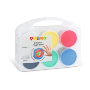 Tempera a dita Primo 100gr - valigetta 6 Colori Assortiti in vasetti in polipropilene