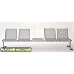 Panca 4 posti con tavolino PLEXUS UNISIT - Argento - L250xP60xH78 cm