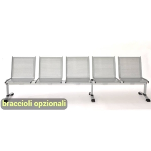 Panca 5 posti PLEXUS UNISIT - acciaio - Argento - L250xP60xH78 cm