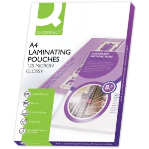 Pouches A4 per plastificatrice Q-Connect 2x125µm finitura lucida (conf.100)