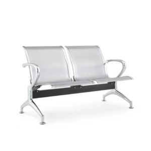 Panca 2 posti in acciaio microforato per sala d'attesa Serena Group Grigio - L123xP68xH78 cm