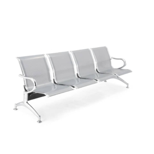 Panca 4 posti in acciaio microforato per sala d'attesa Serena Group Grigio - L236xP68x H78 cm