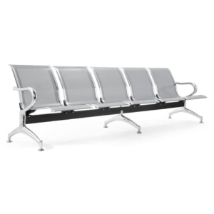 Panca in acciaio microforato per sala d'attesa Serena Group Grigio - 5 posti L293xP68xH78 cm