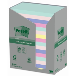 Foglietti Post-it® Notes in carta riciclata Assortito - 76x127 mm (conf.16 blocchetti da 100 foglietti)