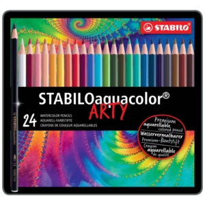 Matite colorate Aquacolor Stabilo - Scatola in metallo - Ømina 2,8 mm - da 6 anni (conf.24)
