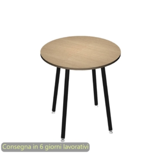 Tavolo riunione rotondo alto Skinny Metal Ø100xh.105 cm 3 gambe metalliche Bianche Artexport piano Rovere