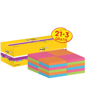 Foglietti Post-It® Super Sticky Value Pack Colore - 76x76 mm - Colori Assortiti neon (conf.24)