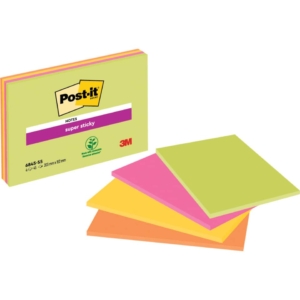 Foglietti riposizionabil Post-it® SuperSticky Meeting Note Large - 200x149 mm - Verde, Giallo, Arancio, Rosa (conf.4)