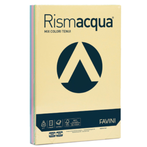 Carta colorata Favini Rismacqua colori tenui 200g/m² A4 - risma da 125 fogli 5 Colori Assortiti