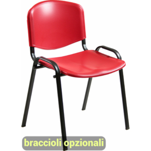 Sedie visitatore a 4 gambe Unisit Dado D5PS - struttura nera - PPL rosso - D5PS/2/RO (conf.2)