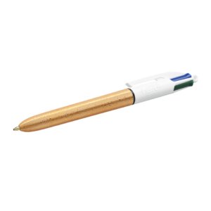 Penna a sfera 4 Colori Bic Colours™ Shine - Penna a scatto 4 colori - fusto Oro texturizzato