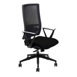 Sedia per ufficio girevole Unisit Nereide NDA schienele in rete - rivestimento Eco Nero - con braccioli - NDA/BRTM/EN