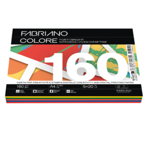 Carta colorata Fabriano Copy Tinta Colorcart 5 colori forti 100 fogli - formato A4 - 160g/m² - 62416021