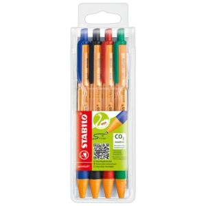 Penne a sfera a scatto Pointball Stabilo - Colori Assortiti - 0,5 mm (conf.4)