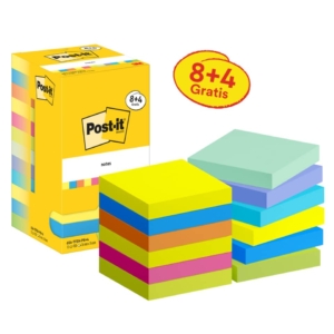Post-it® standard 654 colori assortiti TFEN e BEACHSIDE - 76x76 mm - 7100259664 (Promo pack 8+4)