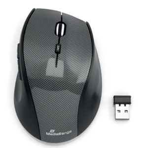 Mouse ottico Media Range 5 pulsanti, serie highline, wireless 1600 dpi carbonio/nero - MROS207