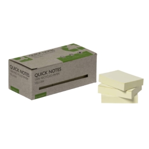 Foglietti riposizionabili riciclati Q-Connect Gialli 38x51 mm - KF17323 (12 blocchetti da 100 foglietti)