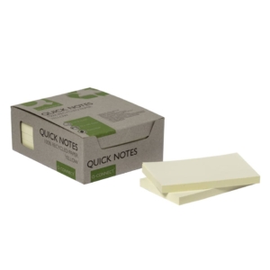 Foglietti riposizionabili riciclati Q-Connect gialli 127x76 mm - Giallo - KF17322 (12 blocchetti da 100 foglietti)
