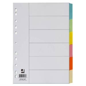 Divisori colorati Q-Connect con indice scrivibile formato A4 in cartoncino manilla - 6 fogli