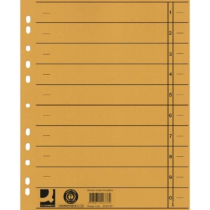 Separatori per archivio formato A4 universale Q-Connect 24x30 cm 230g/m² Giallo (conf.100)