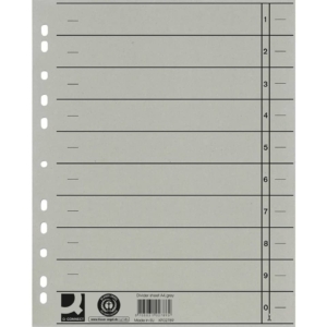 Separatori per archivio con perforazione universale Q-Connect 24x30 cm 230g/m² Grigio - KF02789 (conf.100)