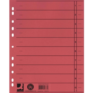 Separatori per archivio con perforazione universale Q-Connect 24x30 cm 230g/m² Rosso - KF02791 (conf.100)
