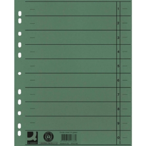 Separatori per archivio con perforazione universale Q-Connect 24x30 cm 230g/m² Verde - KF02788 (conf.100)