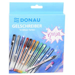 Penne a gel con glitter Donau - colori assortiti - 322143 (conf.12)