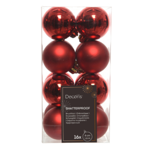 Palline di Natale 4 cm infrangibili rosso (conf.16)