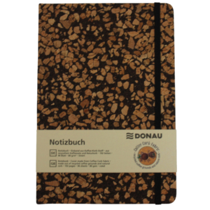 Taccuini A5 con copertina in tessuto riciclata dai chicchi di caffè Donau - 96 fogli riciclati da 80 g/m² a righe (conf.3)