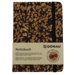 Taccuini A6 con copertina in tessuto riciclata dai chicchi di caffè Donau - 96 fogli riciclati da 80 g/m² a righe (conf.3)