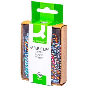Fermagli zebra Q-Connect a strisce Assortito 28 mm - KF02024 (100 fermagli)