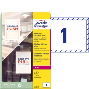 Adesivi per finestre Avery in carta con pellicola plastificatrice 210x148 mm - L9002-10 (conf.10)