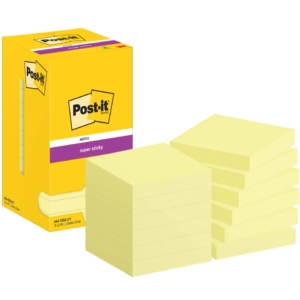 Foglietti riposizionabili Super Sticky Notes Post-it® Giallo Canary - 76x76 mm (12 blocchetti da 90 foglietti)