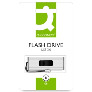 Chiavetta USB Flash Drive Q-Connect 3.0 8 GB Super Speed Argento/Nero - KF16368