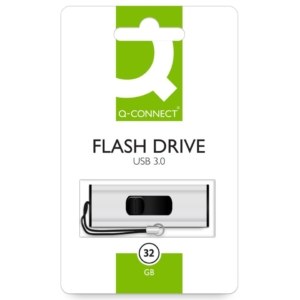 Chiavetta USB Flash Drive Q-Connect 3.0 32 GB Super Speed Argento/Nero - KF16370