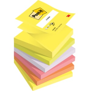 Ricariche foglietti Post-it® Super Sticky - Z-Notes - Neon - 76x76 mm (conf.6 blocchetti da 100 fogli Giallo neon, Verde neon, Viola neon, Arancio neon, Rosa neon)