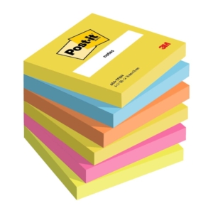 Foglietti riposizionabili Post-it® Notes Energy - tinta unita - 100 - 76x76 mm - neon arcobaleno (conf.6)