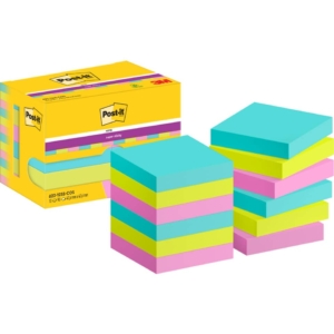 Foglietti Post-it® Super Sticky Miami - Assortito a tema Miami - 47,6x47,6 mm (conf.12 blocchetti)