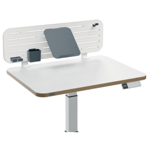 Pannello forato con accessori supporto laptop e smartphone, portapenne e gancio 80x25 cm Leitz Ergo grigio chiaro