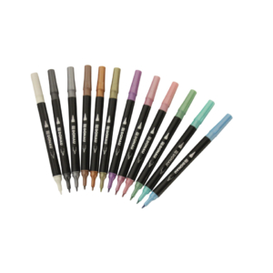 Pennarelli Dual Brush a doppia punta Donau - punta fine + pennello - astuccio da 12 colori assortiti - 322293