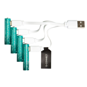 Batterie ricaricabili Q-Connect AAA con cavo USB-C - 750 mAh - 1,5V - KF14130 (conf.4)