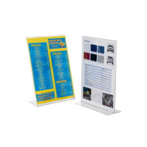 Porta avvisi in PS verticale con base a ‘’L’’ trasparente Tecnostyl A7 PB020/P